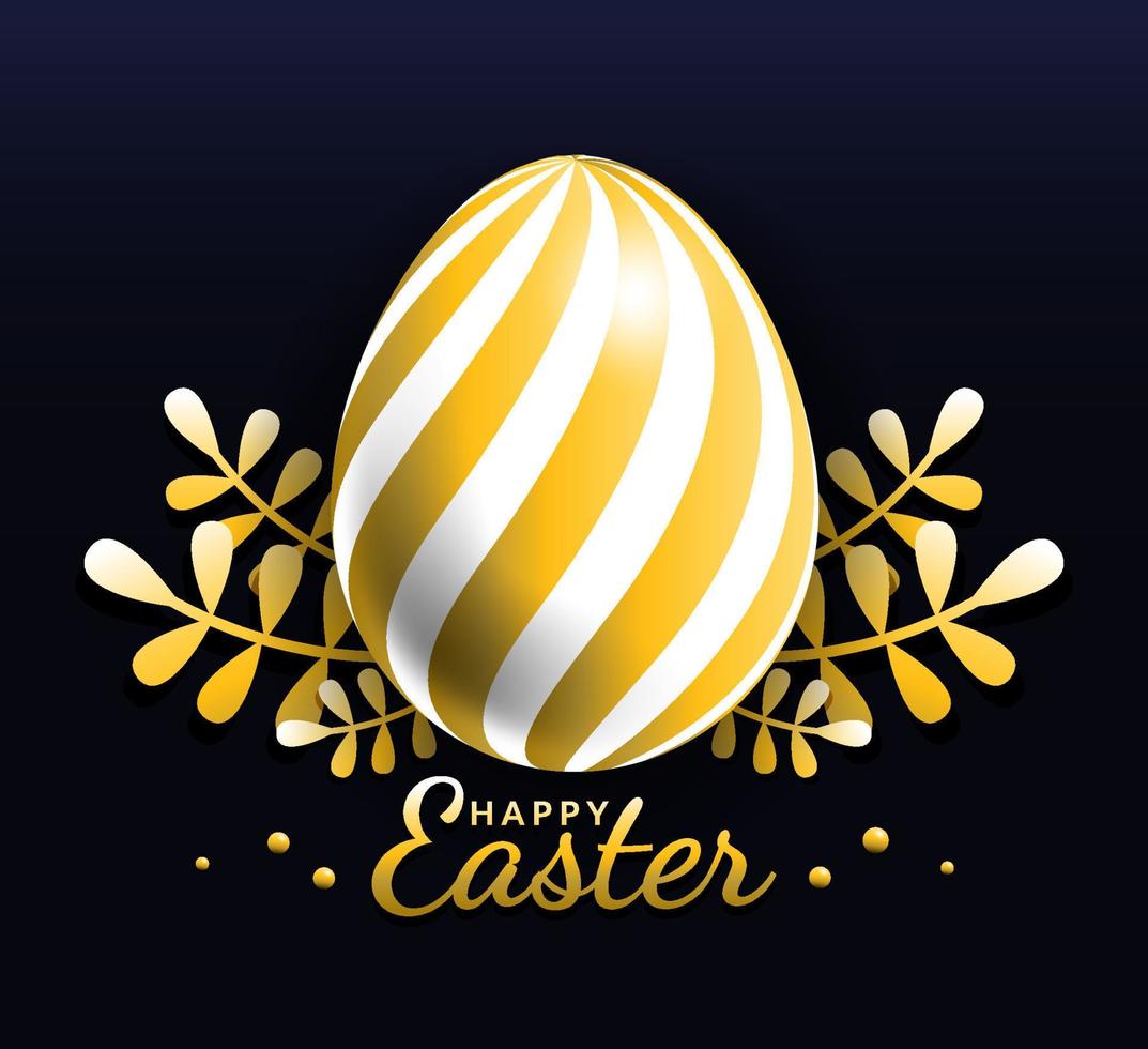 Golden easter egg with Beautiful exotic pattern, vector, Illustration. vector