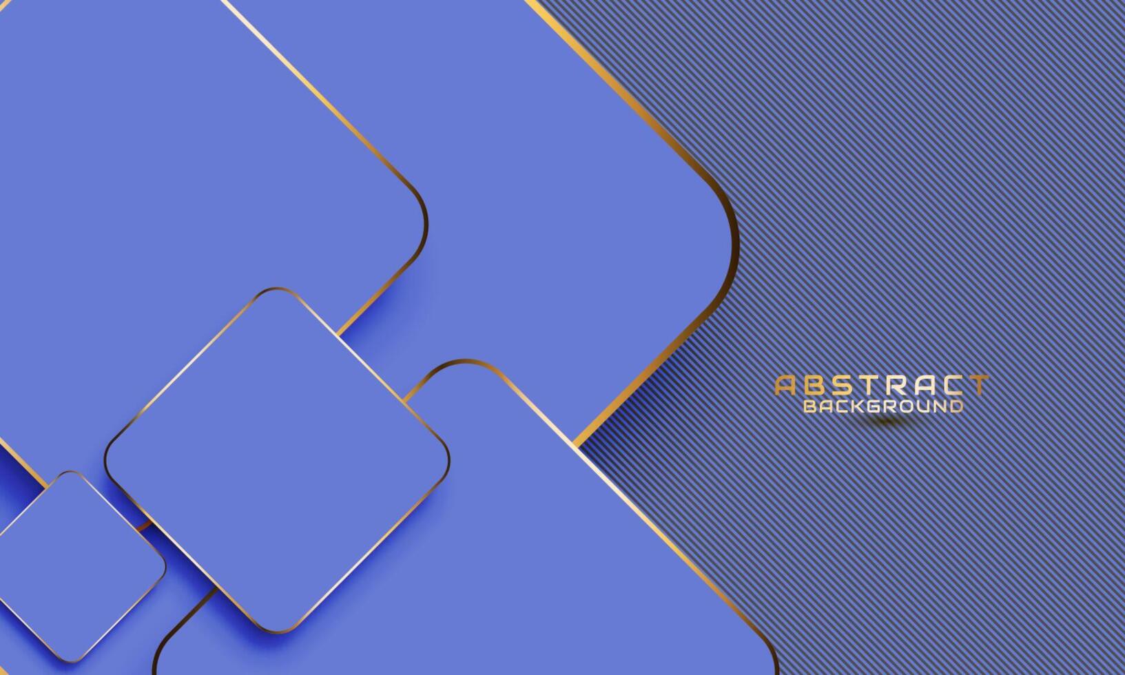 bright blue abstract background, luxury and modern with golden squares and stripes vector