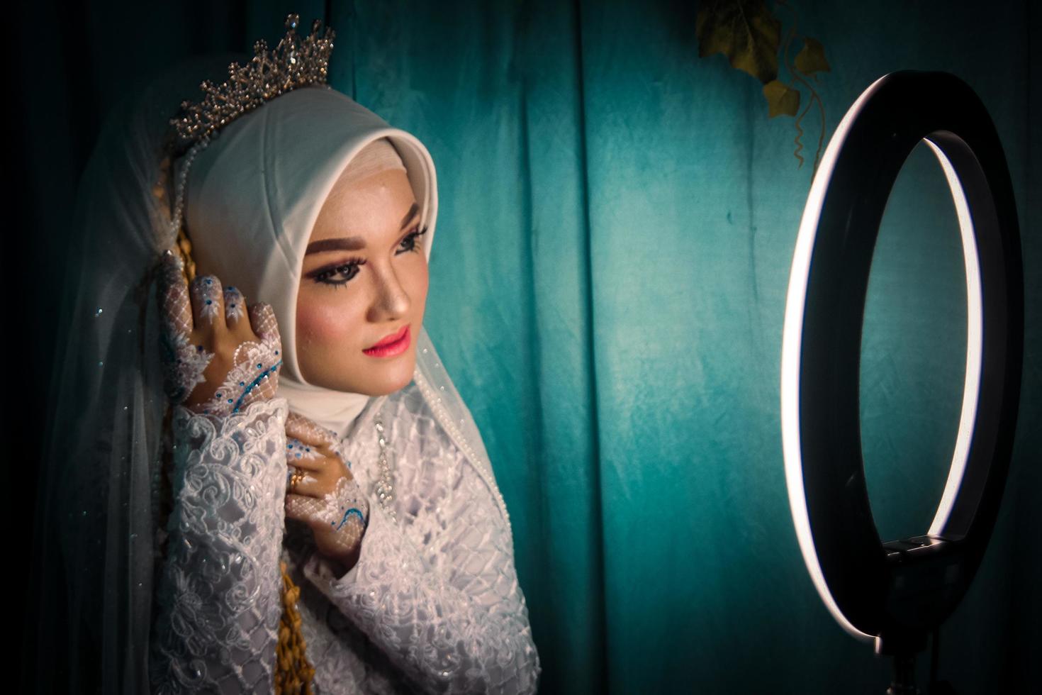 Beautiful Indonesian Muslim bride. photo