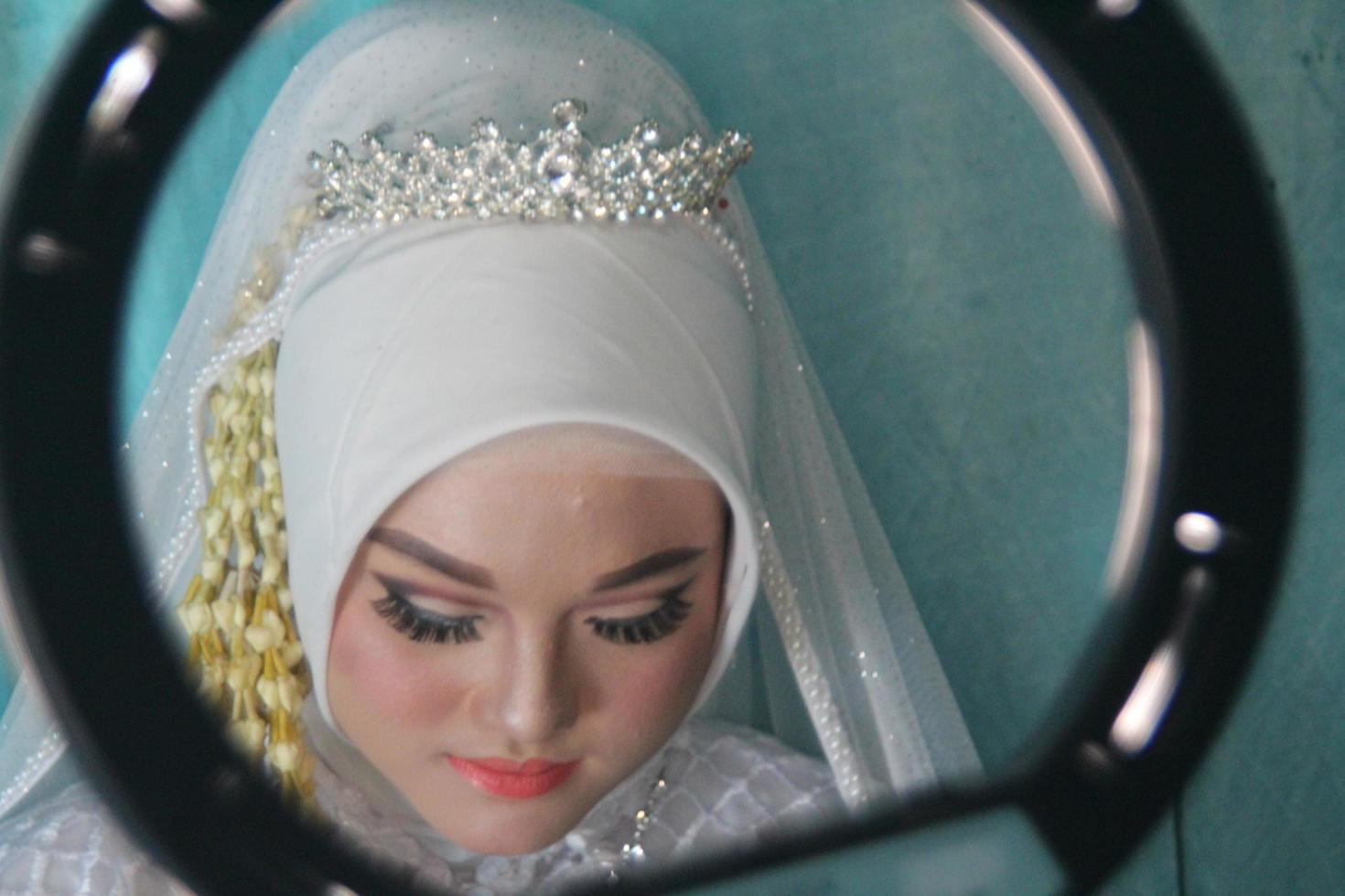 Beautiful Indonesian Muslim bride. photo