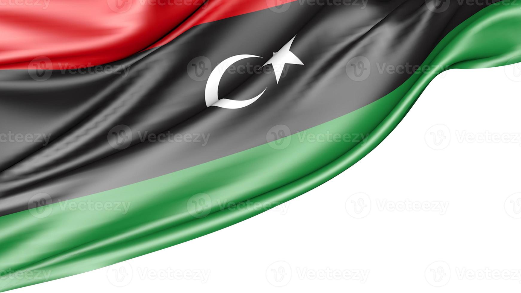 Libya Flag Isolated on White Background, 3D Illustration photo