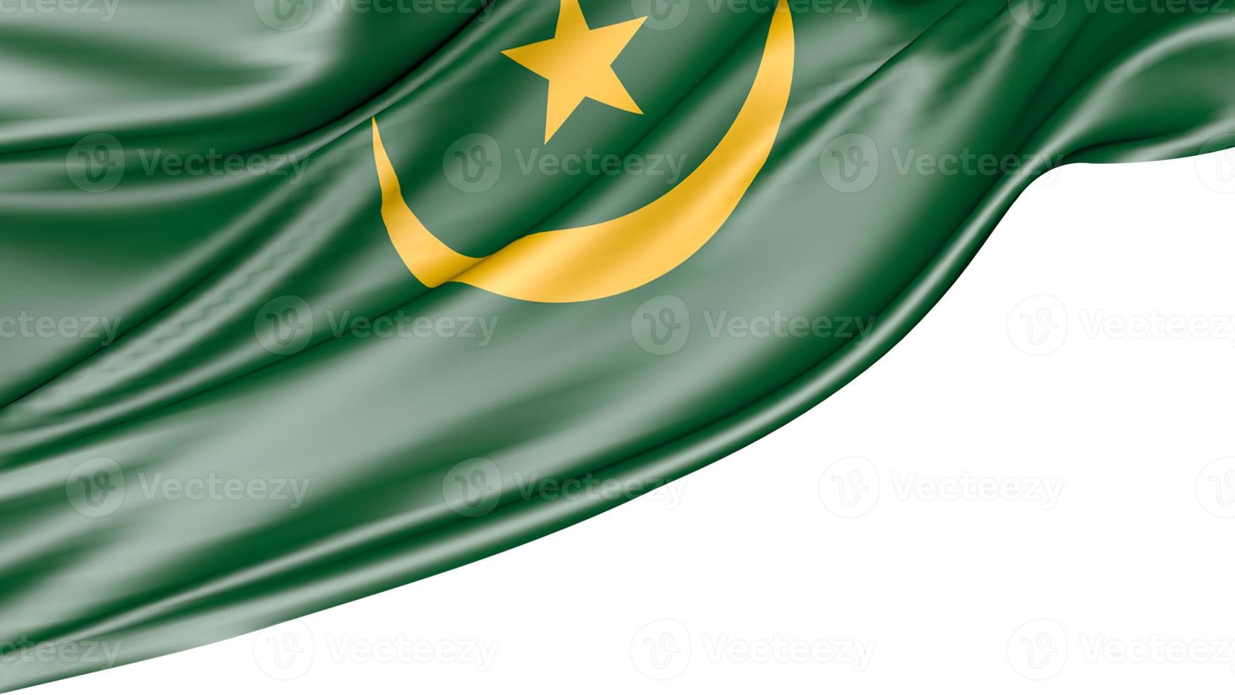 Mauritania Flag Isolated on White Background, 3D Illustration photo