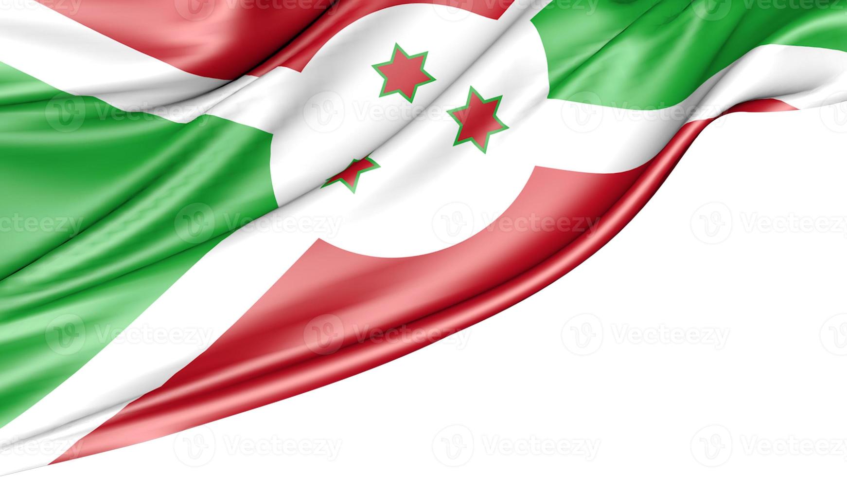 Burundi Flag Isolated on White Background, 3D Illustration photo