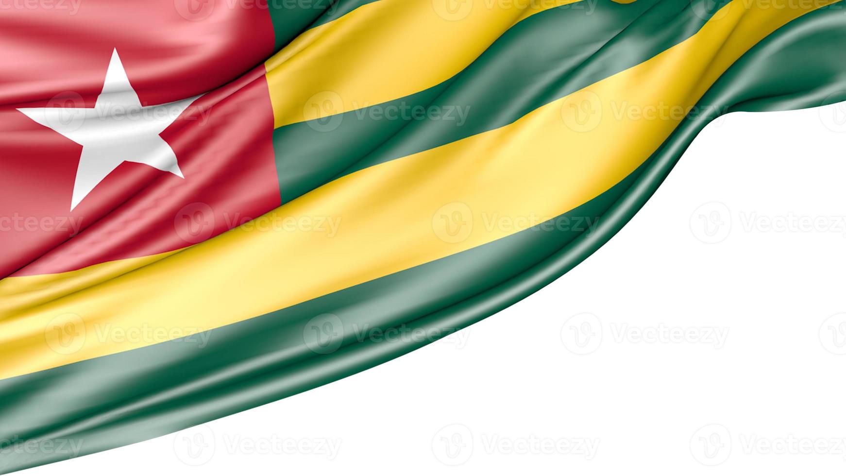 Togo Flag Isolated on White Background, 3D Illustration photo