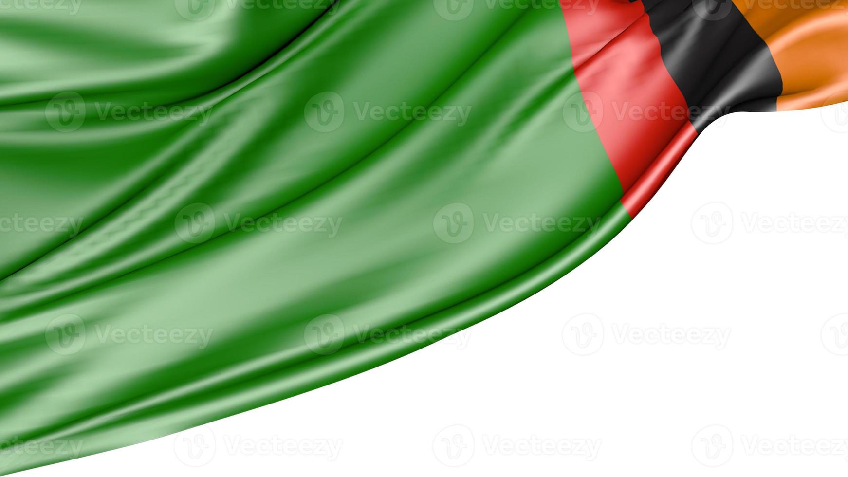 Zambia Flag Isolated on White Background, 3D Illustration photo