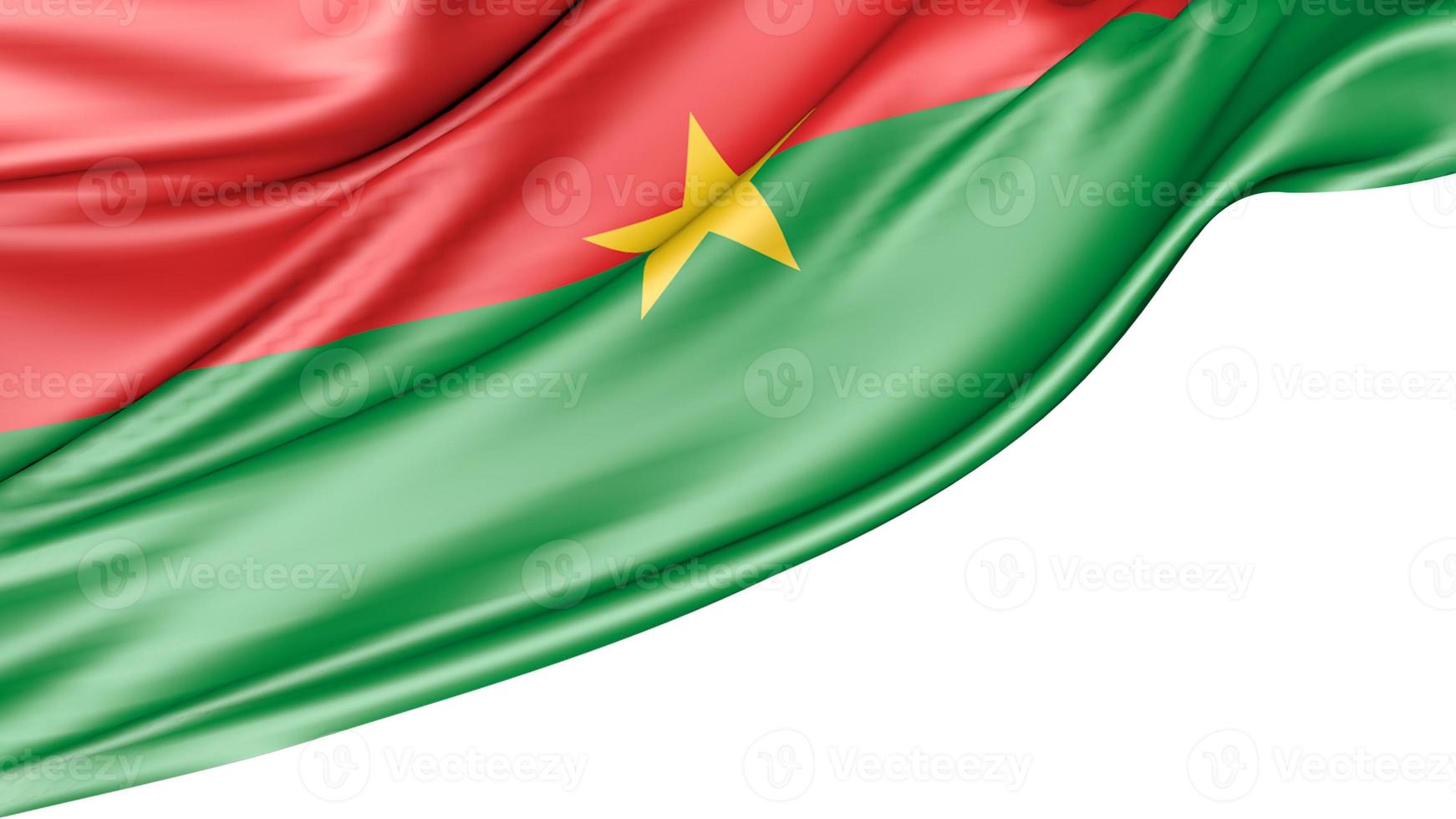 Burkina Faso Flag Isolated on White Background, 3D Illustration photo