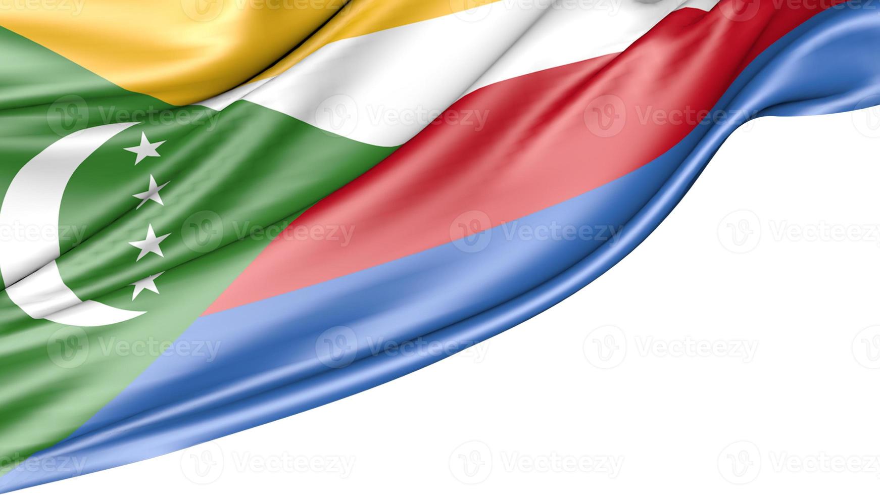 Comoros Flag Isolated on White Background, 3D Illustration photo