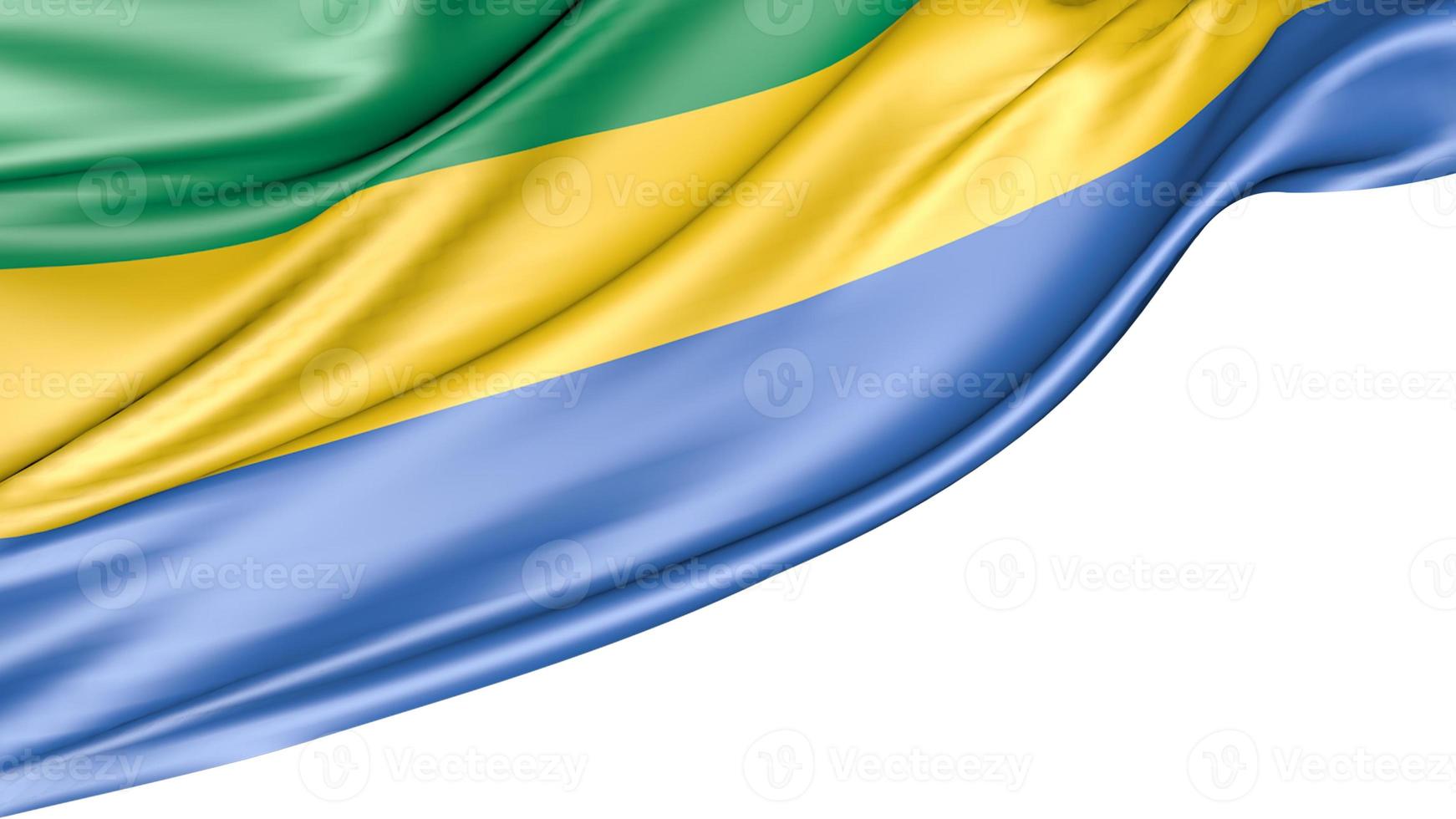 Gabon Flag Isolated on White Background, 3D Illustration photo