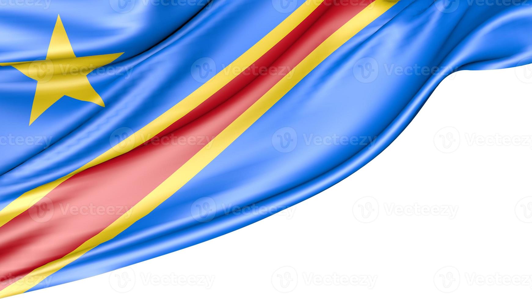 Congo Democratic Republic Flag Isolated on White Background, 3D Illustration photo