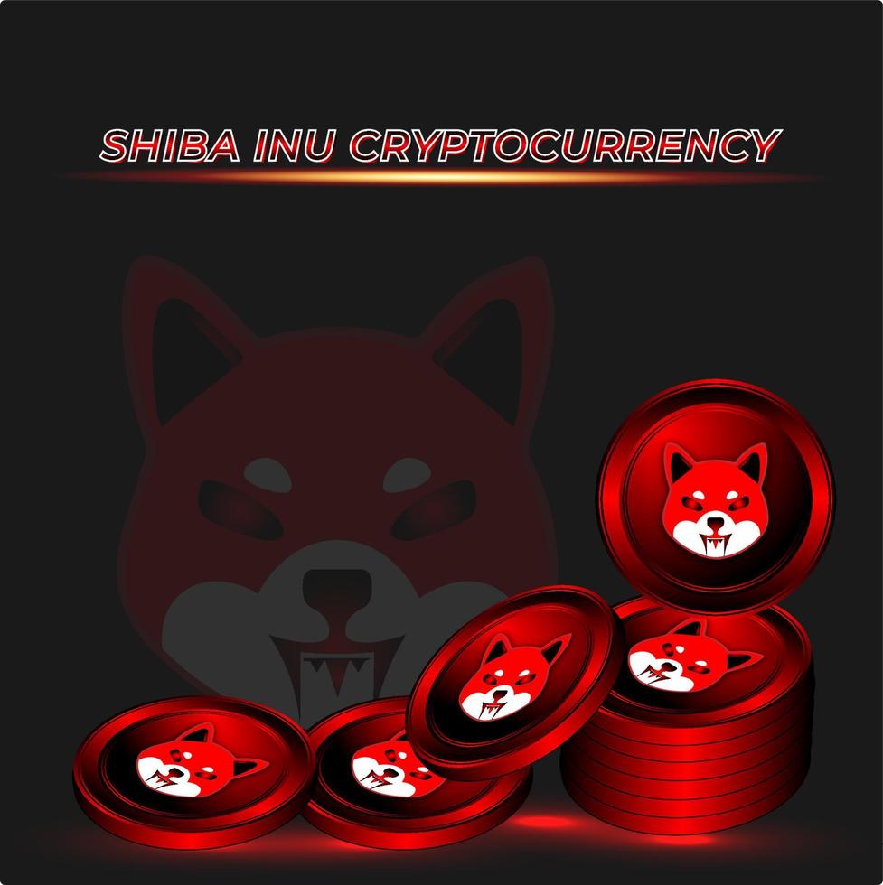 shiba inu coin cryptocurrency background with red colour vector