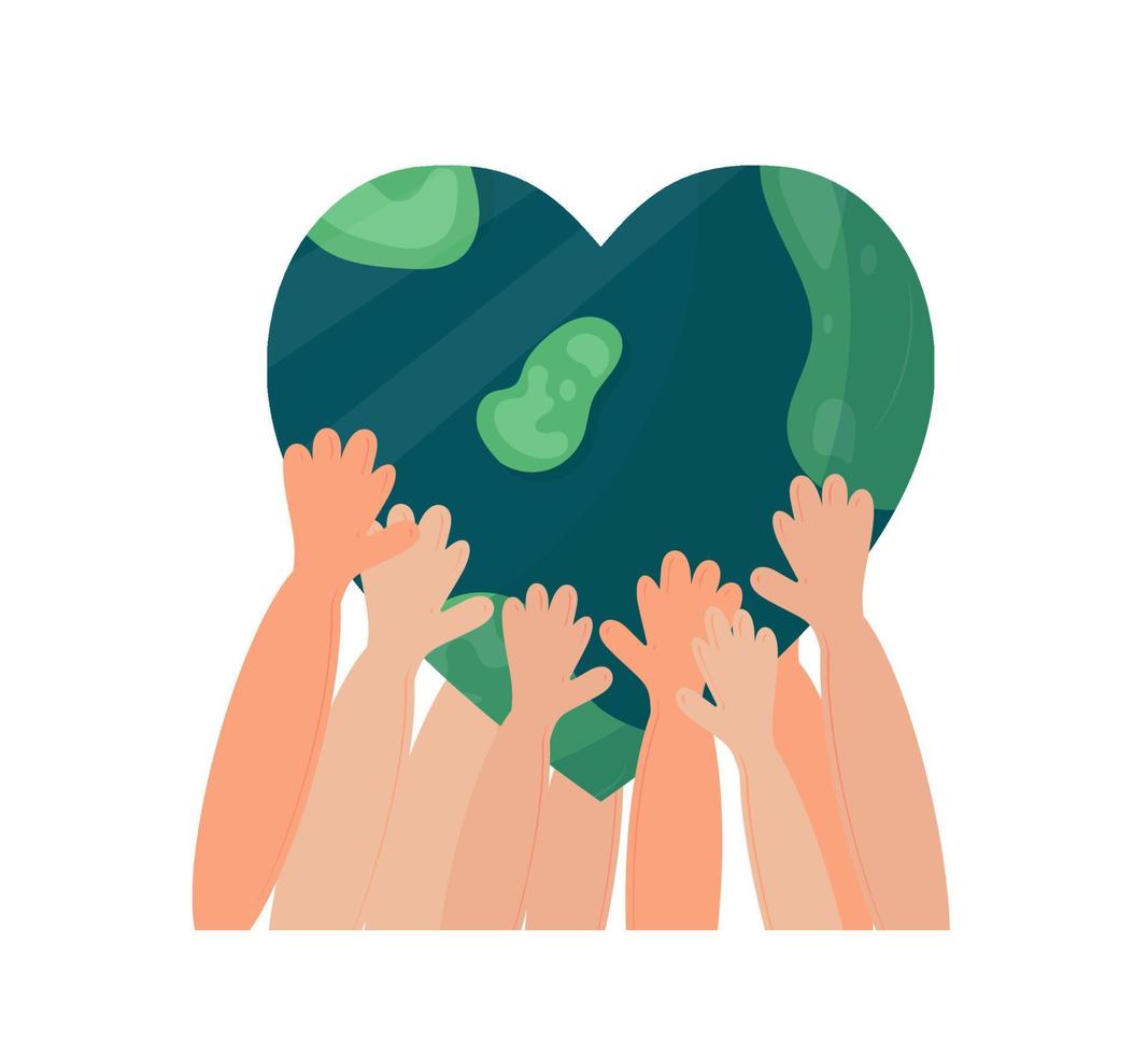 World Environment Day. The globe and hands. International Mother Earth Day. vector