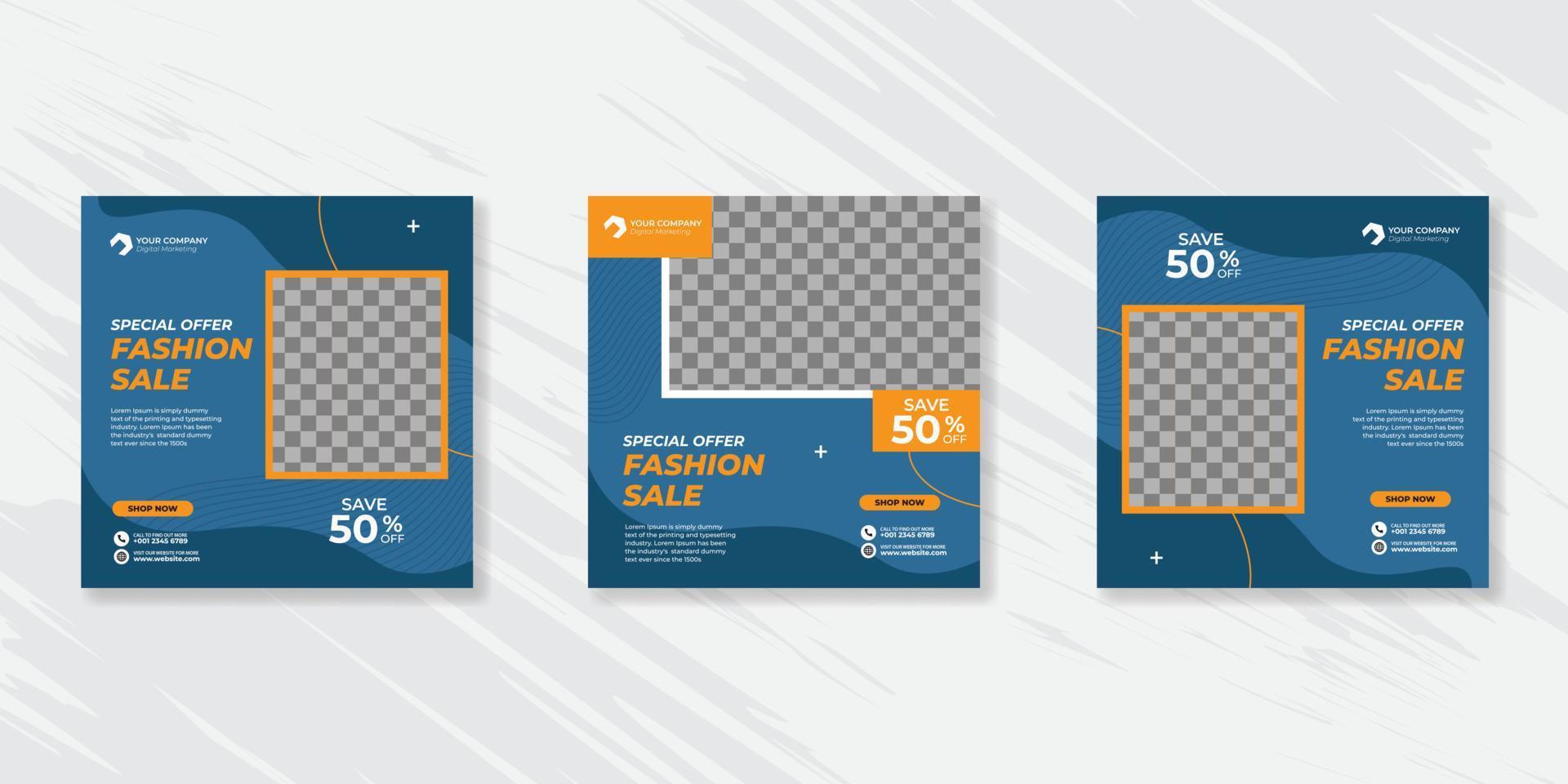 Modern Fashion social media post templates vector