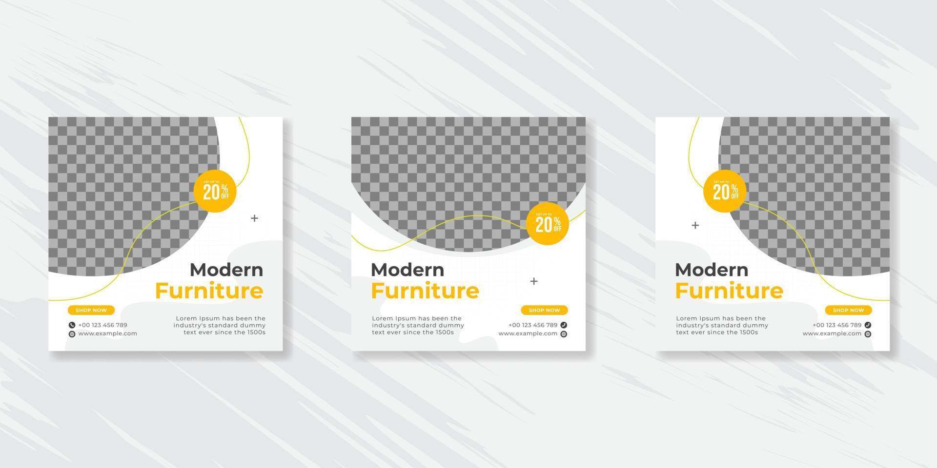 Furniture social media post templates design. vector