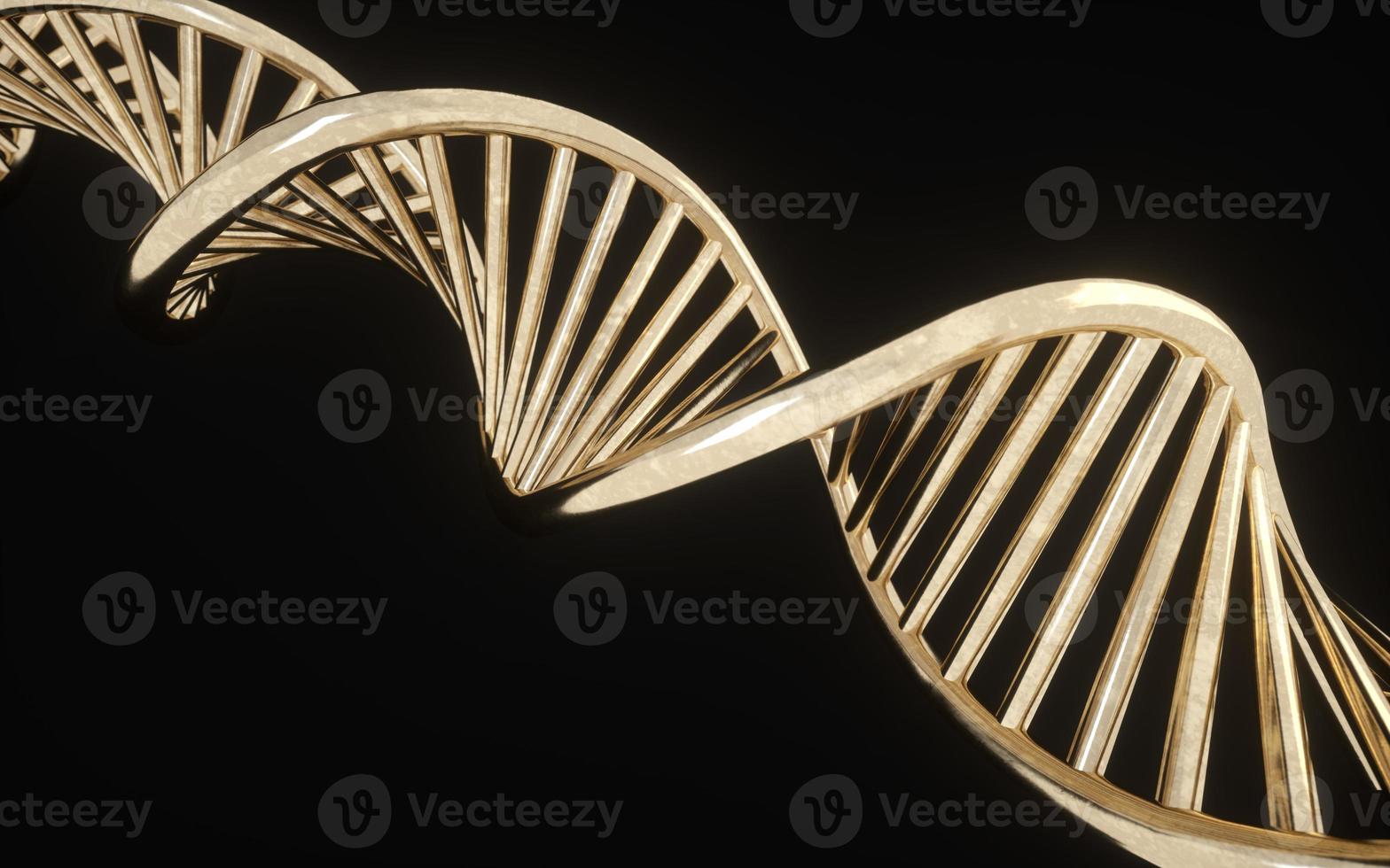 DNA sequence, gold DNA code structure. Science concept background. Nano technology. 3D, black background with space for text. Concept of expensive for DNA. Rich. photo