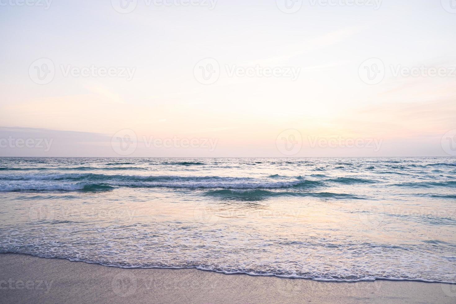 View of the Giant Waves, Foaming and Splashing in the Ocean, Sunny Day. photo