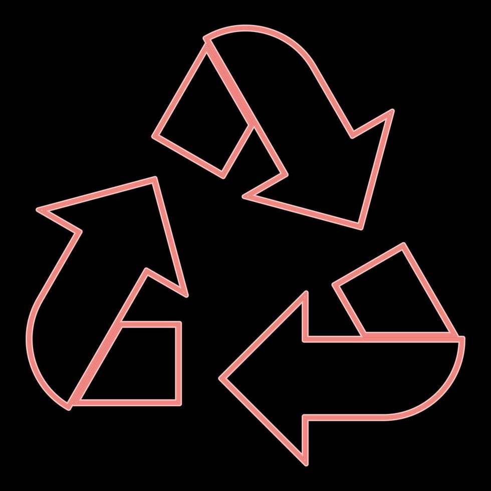 Neon recycling arrows in a circle the red color vector illustration flat style image