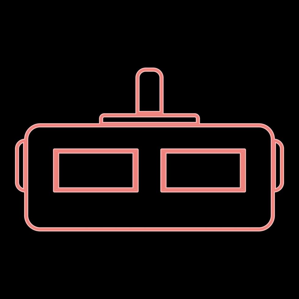 Neon virtual reality helmet the red color vector illustration flat style image