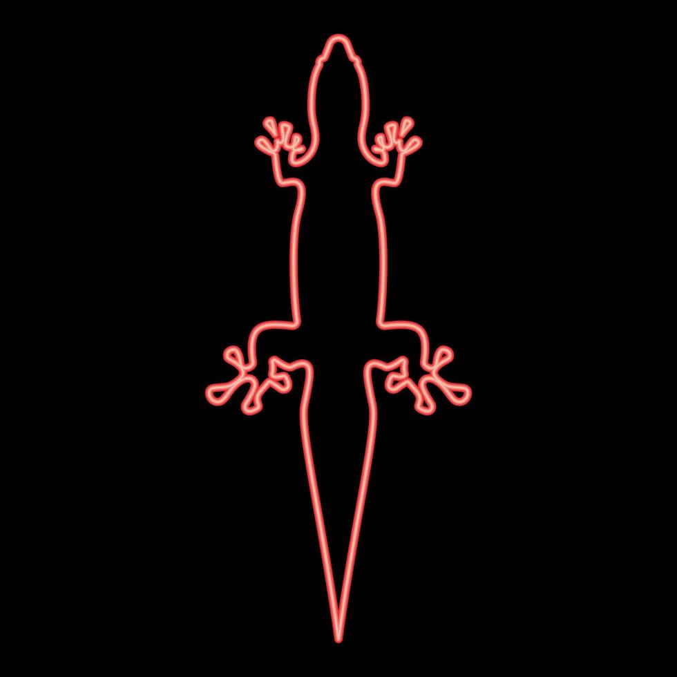 Neon lizard red color vector illustration flat style image