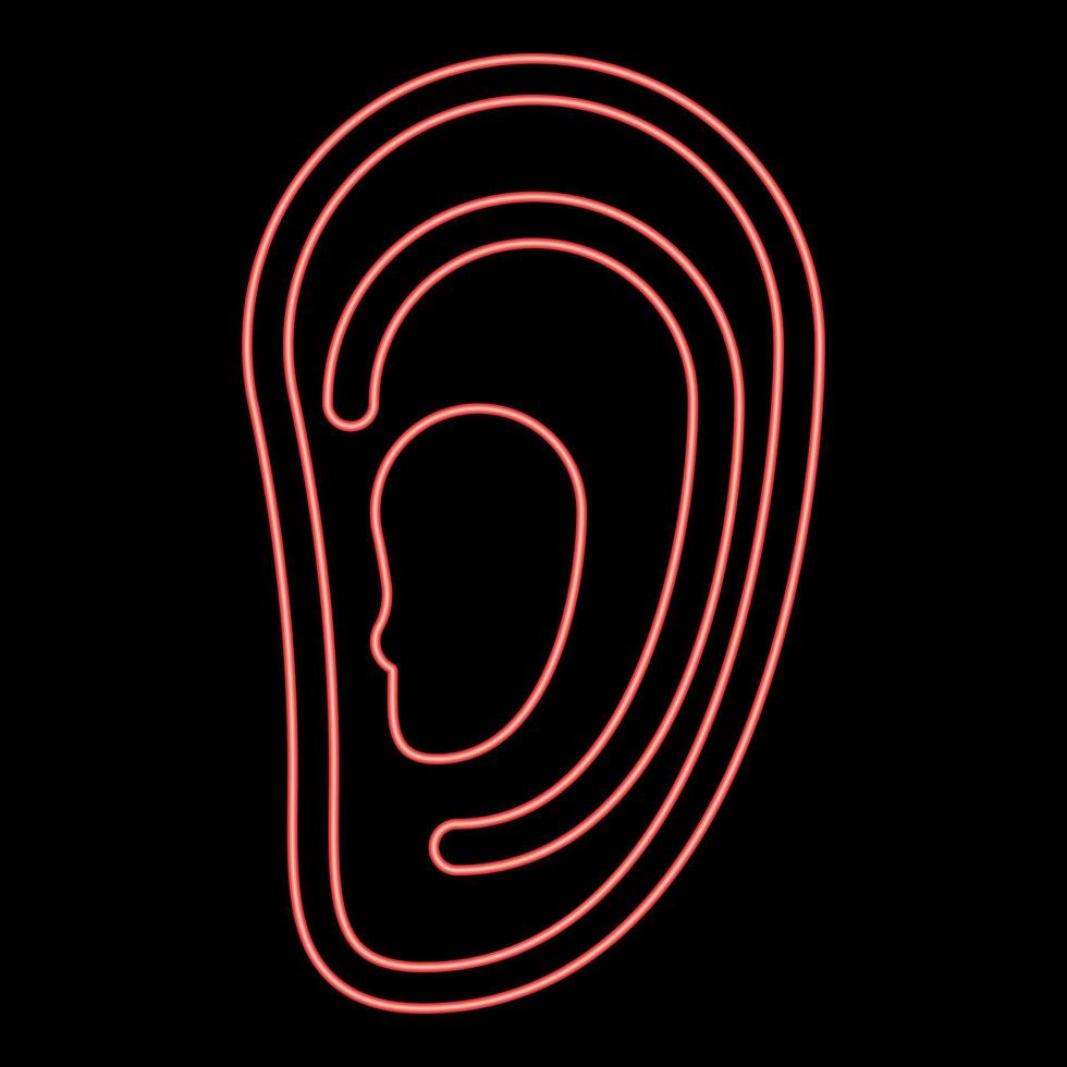 imagen de estilo plano de ilustración de vector de color rojo de oreja de neón
