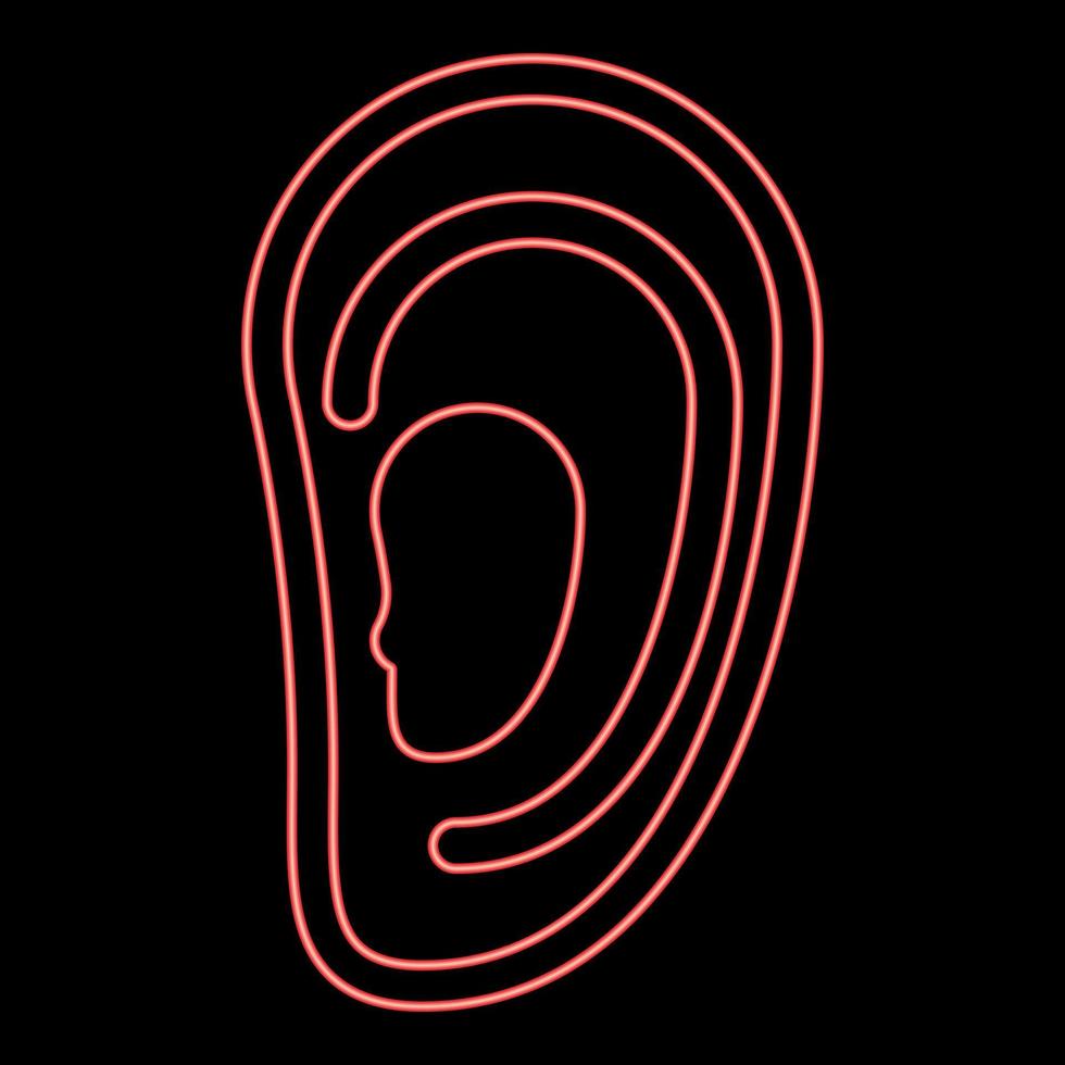 Neon ear red color vector illustration flat style image