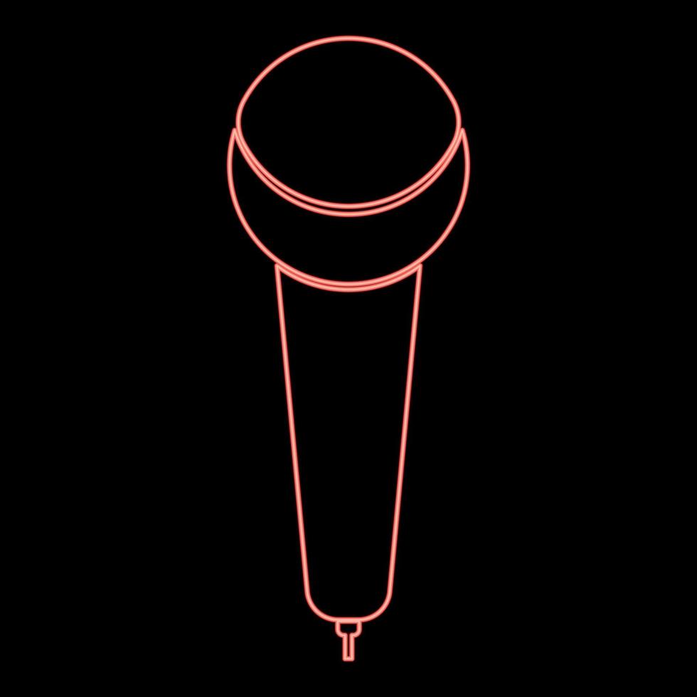 Neon microphone red color vector illustration flat style image