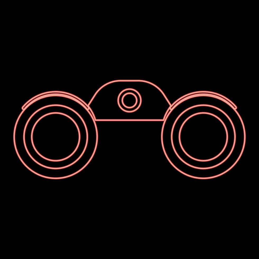 Neon binoculars red color vector illustration flat style image