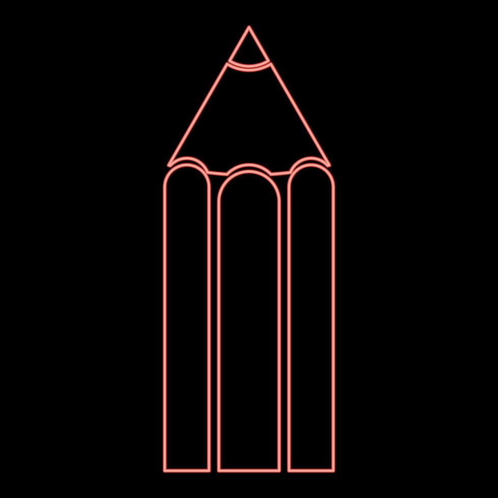 Neon pencil red color vector illustration flat style image