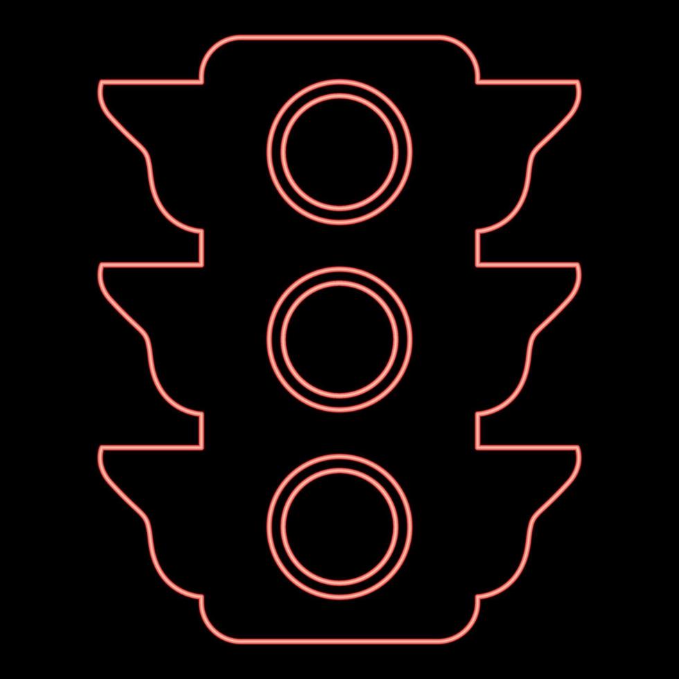 Neon traffic light red color vector illustration flat style image