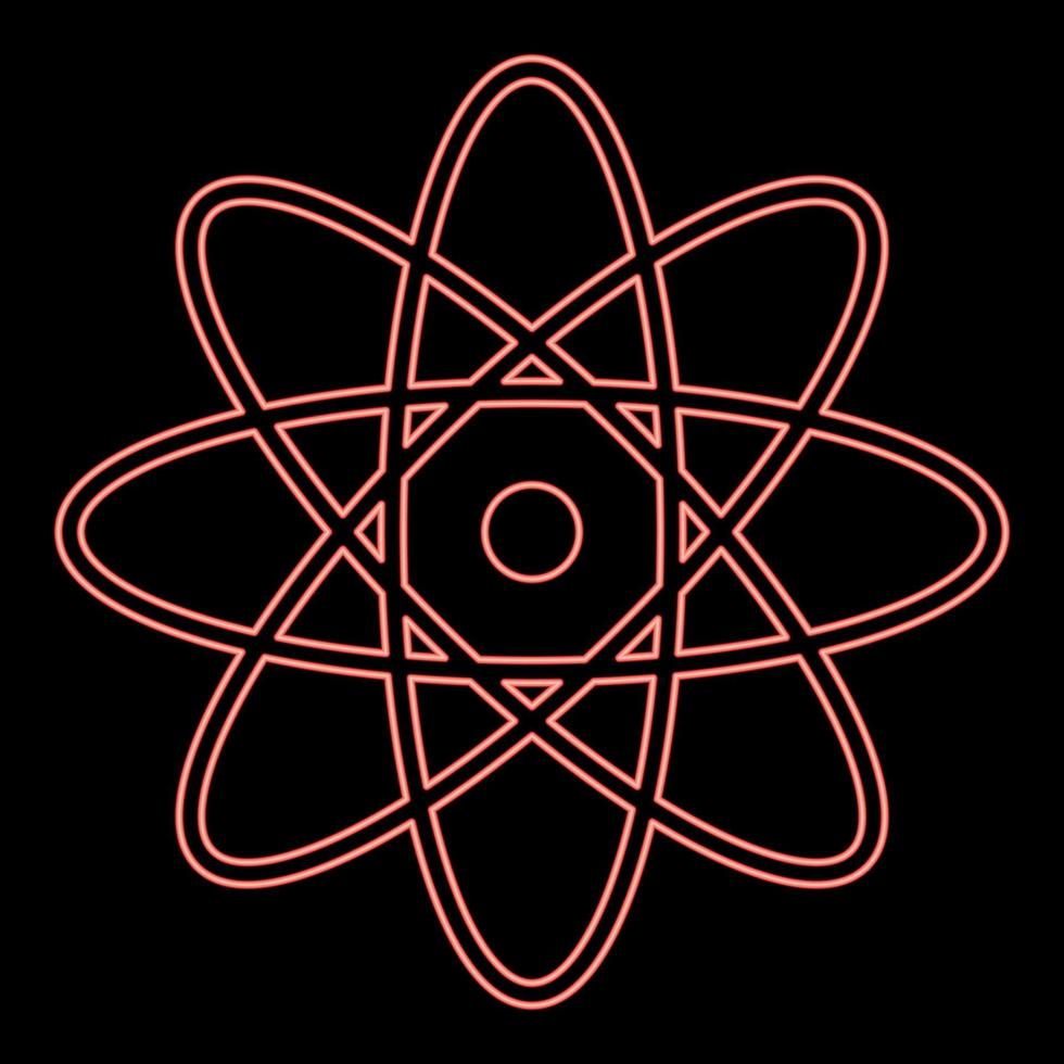 Neon atom red color vector illustration flat style image