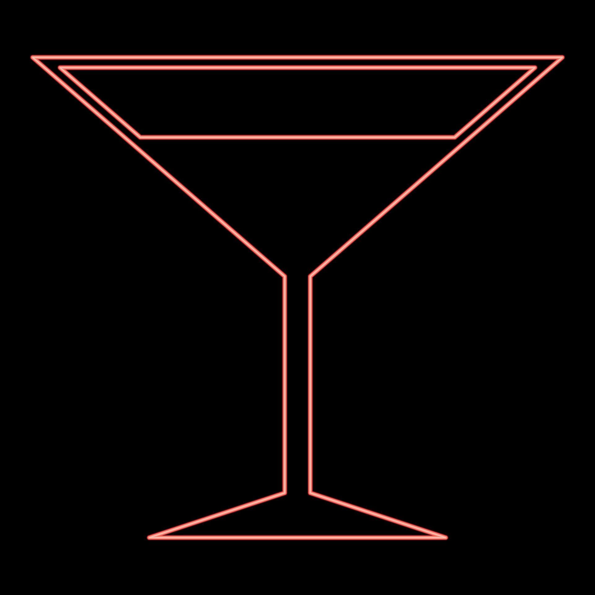 Neon martini glass red color vector illustration flat style image