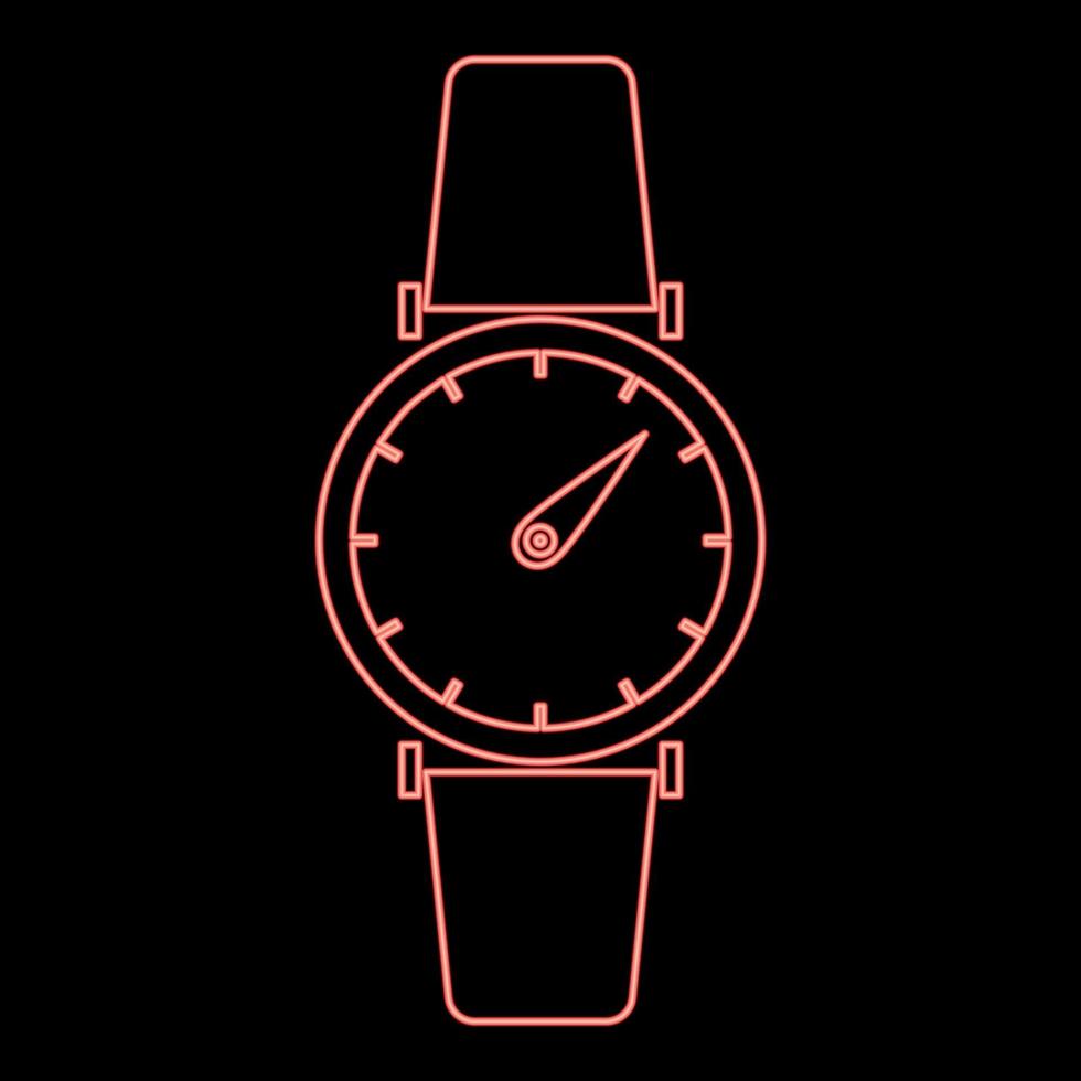 Neon hand watch red color vector illustration flat style image