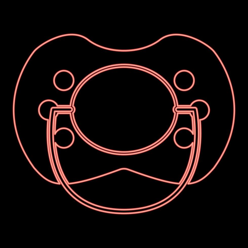 Neon baby pacifier red color vector illustration flat style image