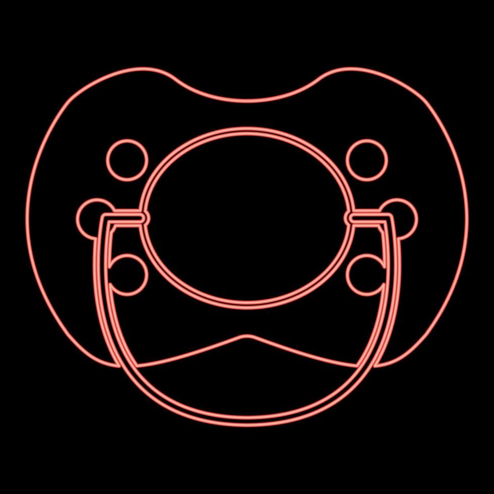 Neon baby pacifier red color vector illustration flat style image