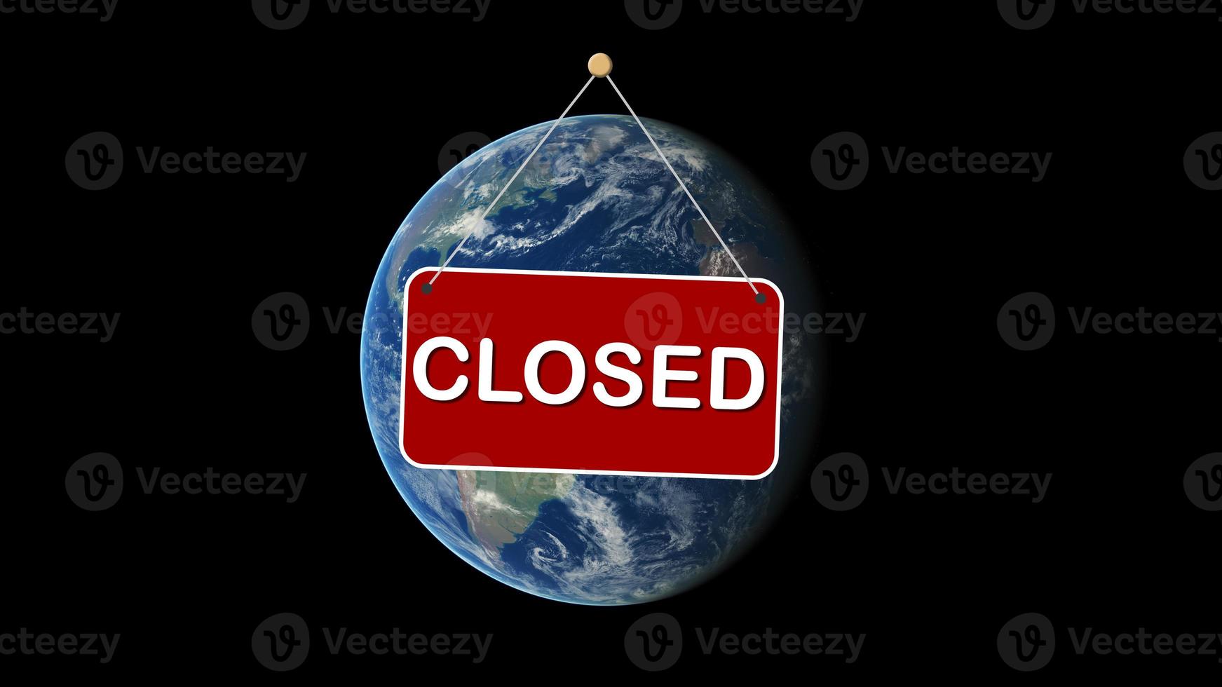 Planet Earth Closed. Coronavirus covid-19 concept, pandemic viral disease epidemic worldwide, 3D render design photo