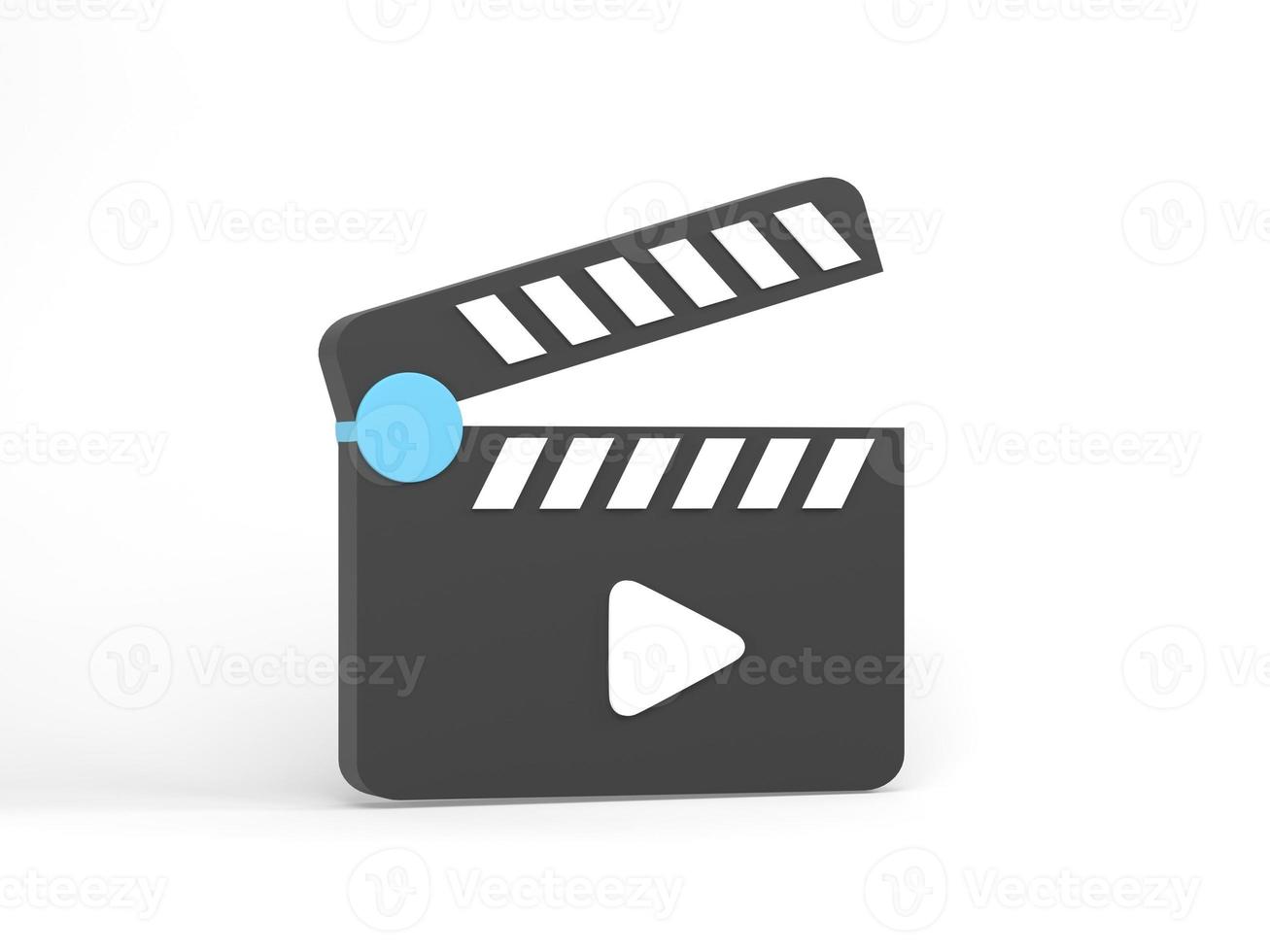 3D rendering, 3D illustration. Movie clapper icon or Film slate on white background. photo