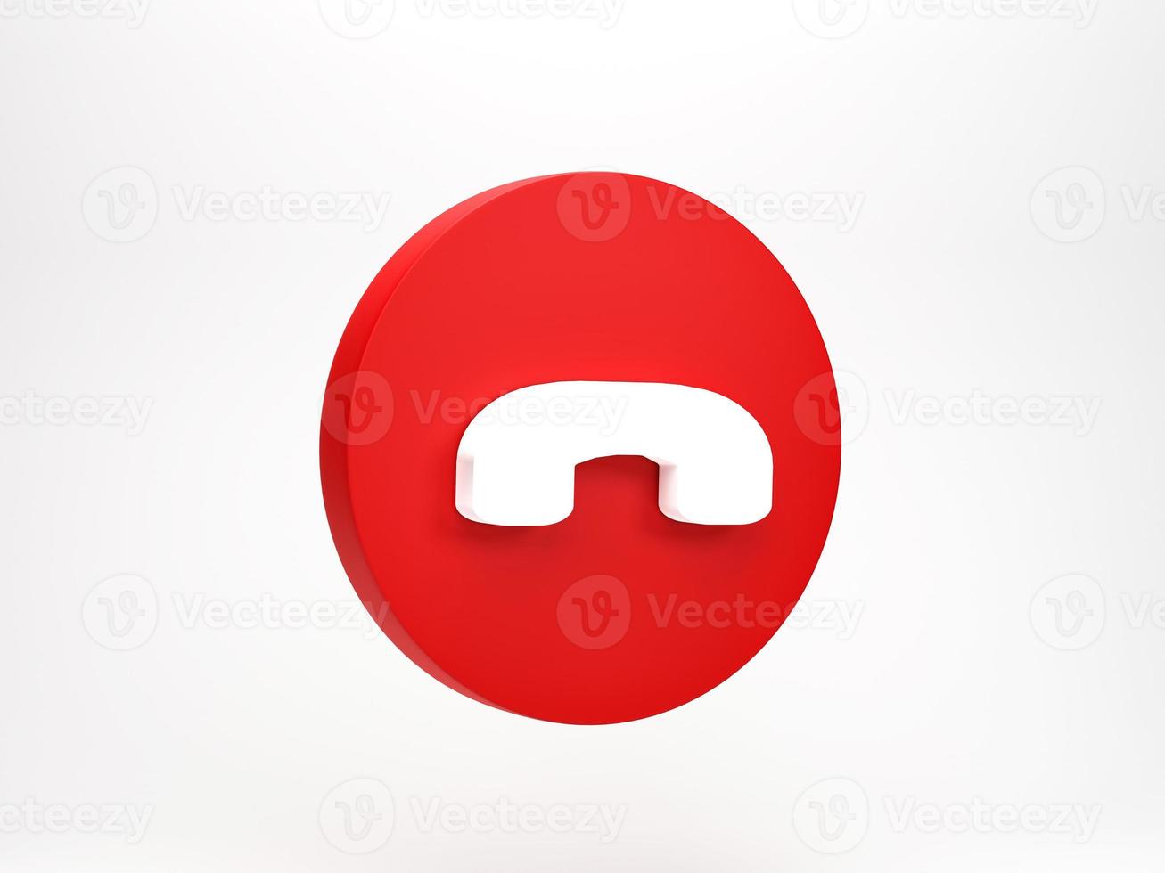 3D rendering, 3D illustration. Phone call icon isolated on white background. Telephone icons red reject incoming call photo