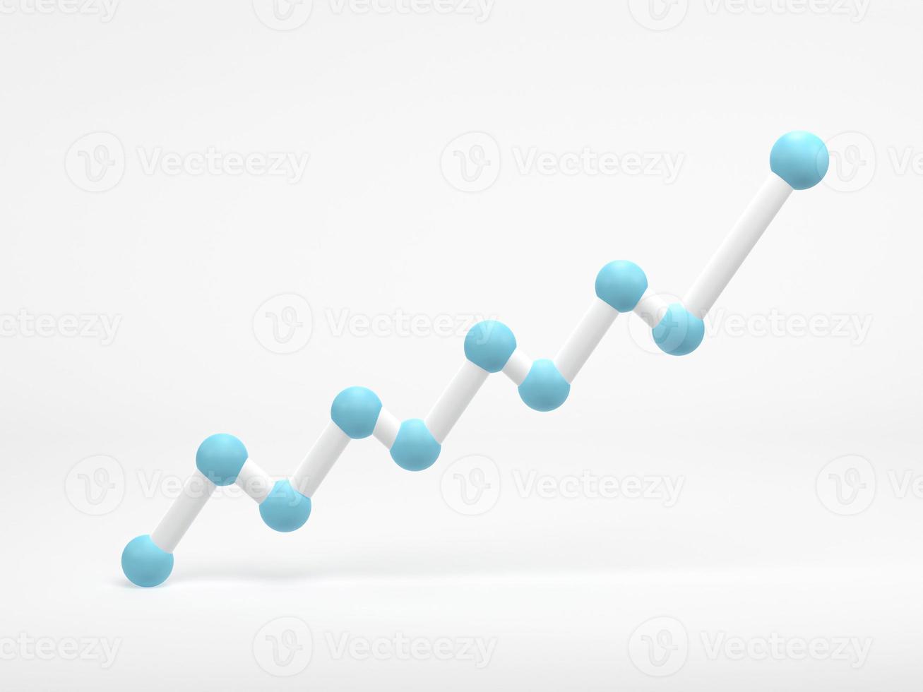 representación 3d, ilustración 3d. gráfico de líneas aislado sobre fondo blanco. concepto de gráfico económico, histogramas, estadísticas foto