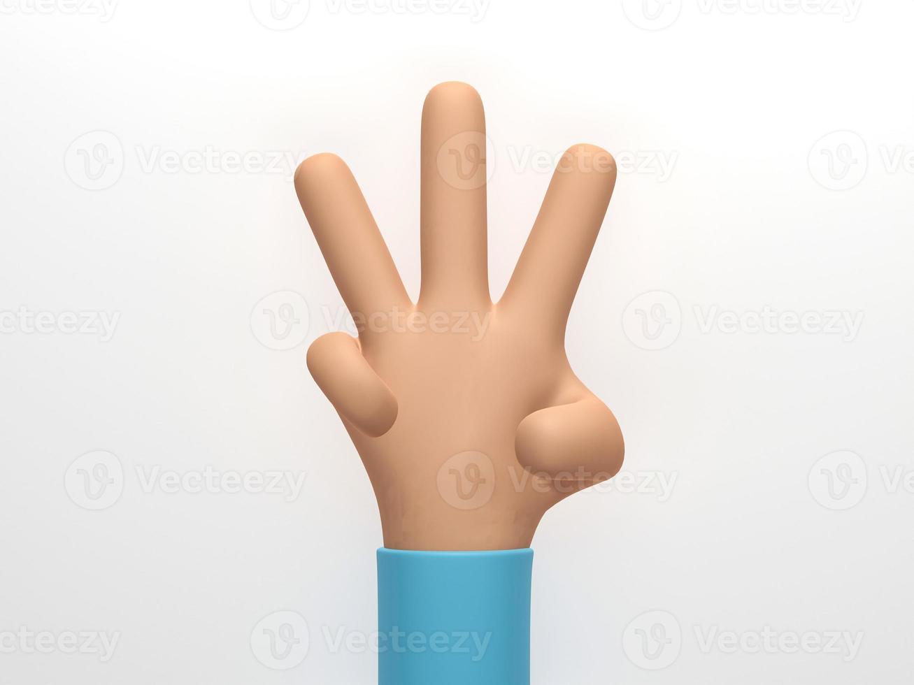 3D rendering, 3D illustration. Cartoon character hand isolated on white background. Simple hand style photo