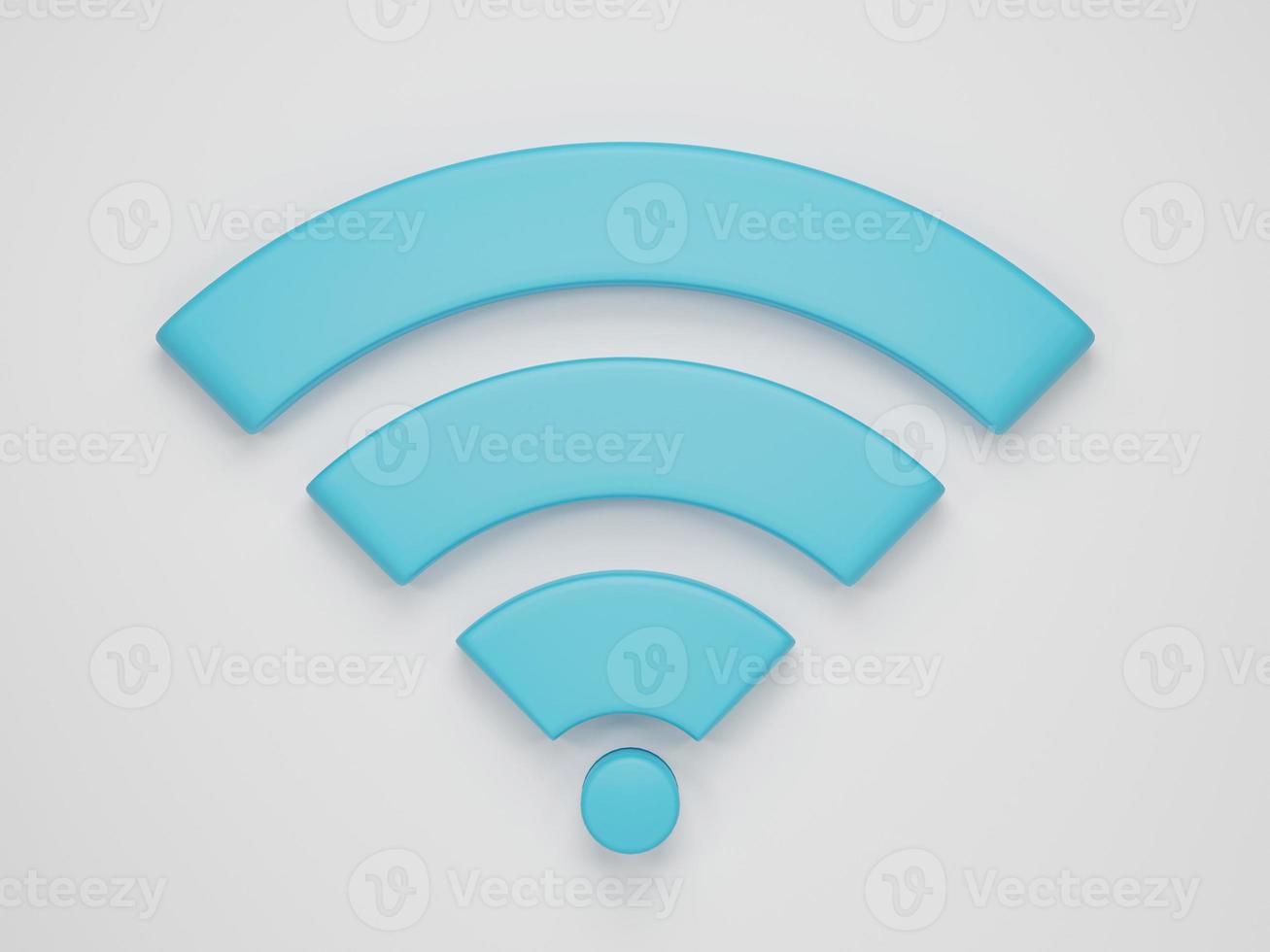 representación 3d, ilustración 3d. icono wi-fi, símbolo de red inalámbrica de internet sobre fondo blanco. concepto mínimo. foto