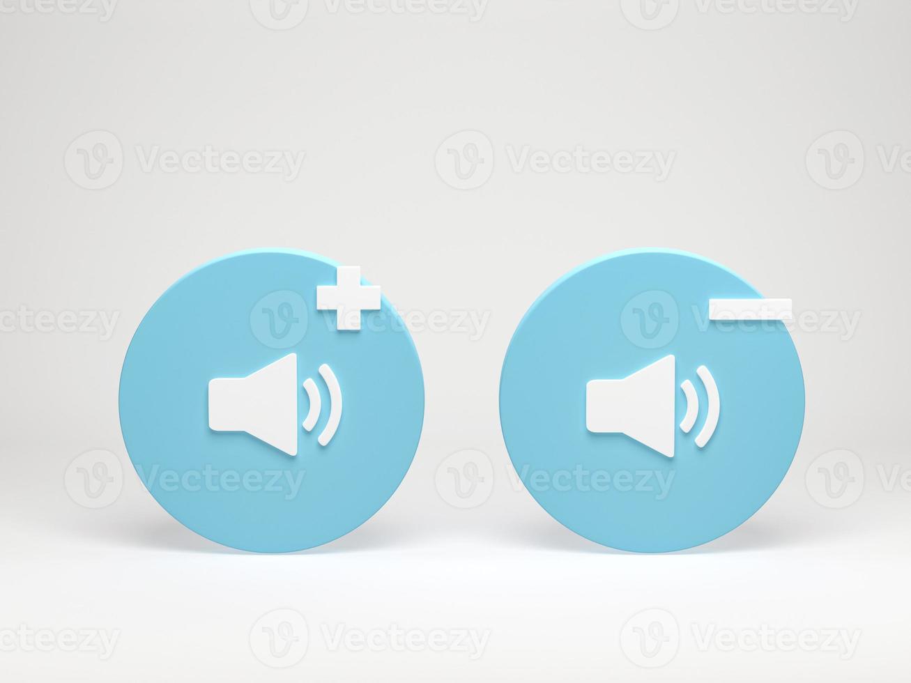 3D rendering, 3D illustration. Speaker icon increases and reduces sound. loudspeaker volume symbol isolated on white background. photo