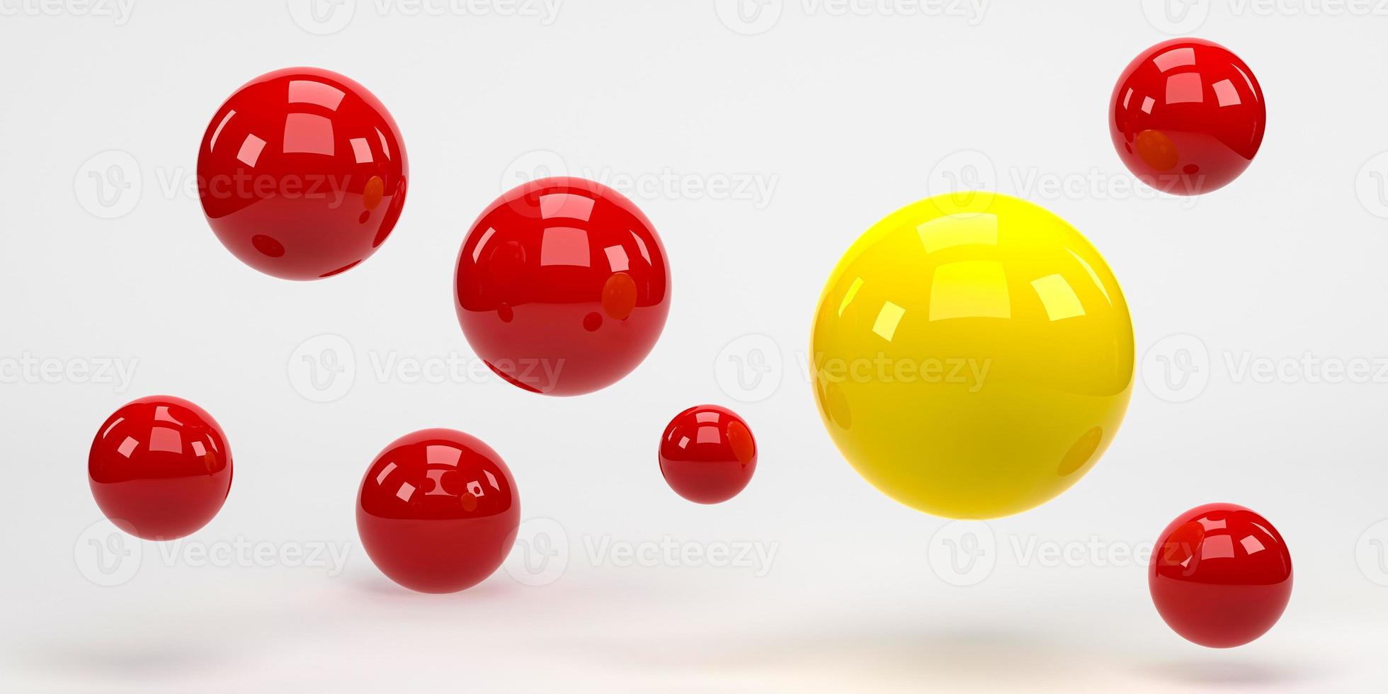 3D rendering, 3D illustration. Flying red spheres ball on white background. Minimal concept. photo