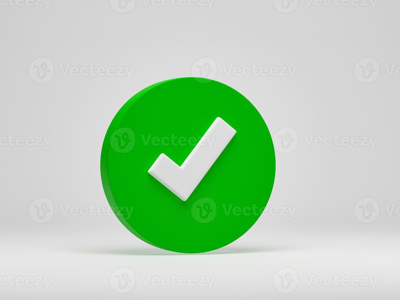 3D rendering, 3D illustration. Green check mark icon isolated on white background. checkmark symbol accepted. photo