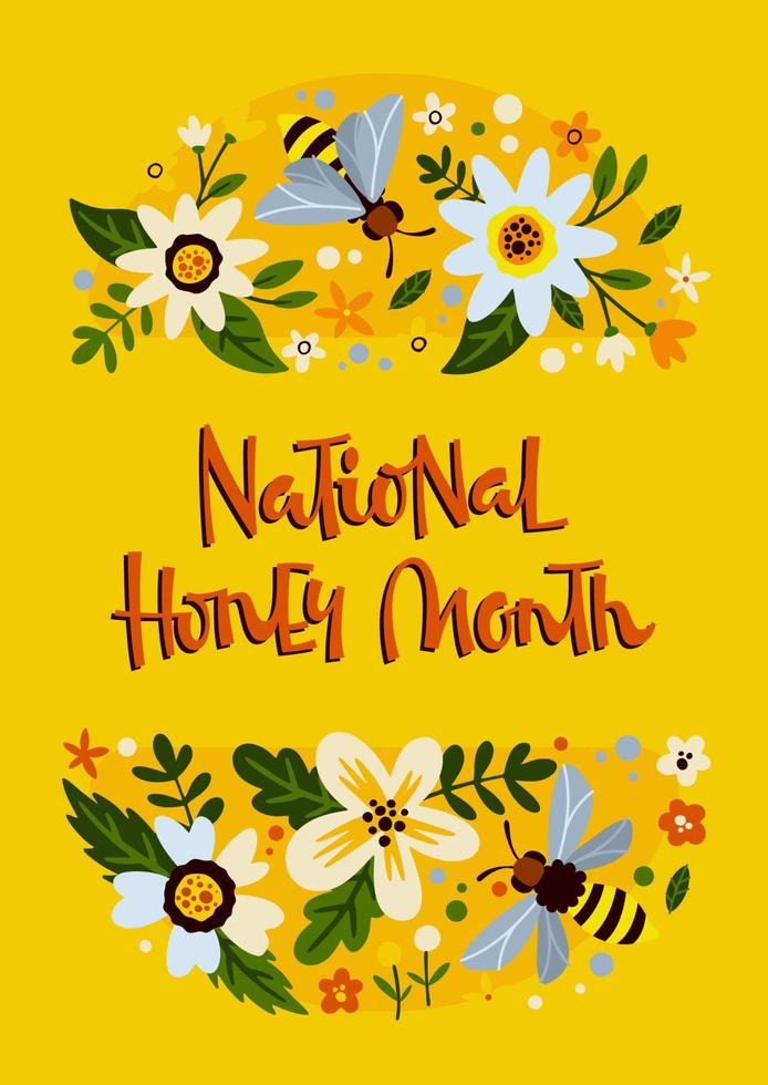 Bright placard for National Honey Month vector