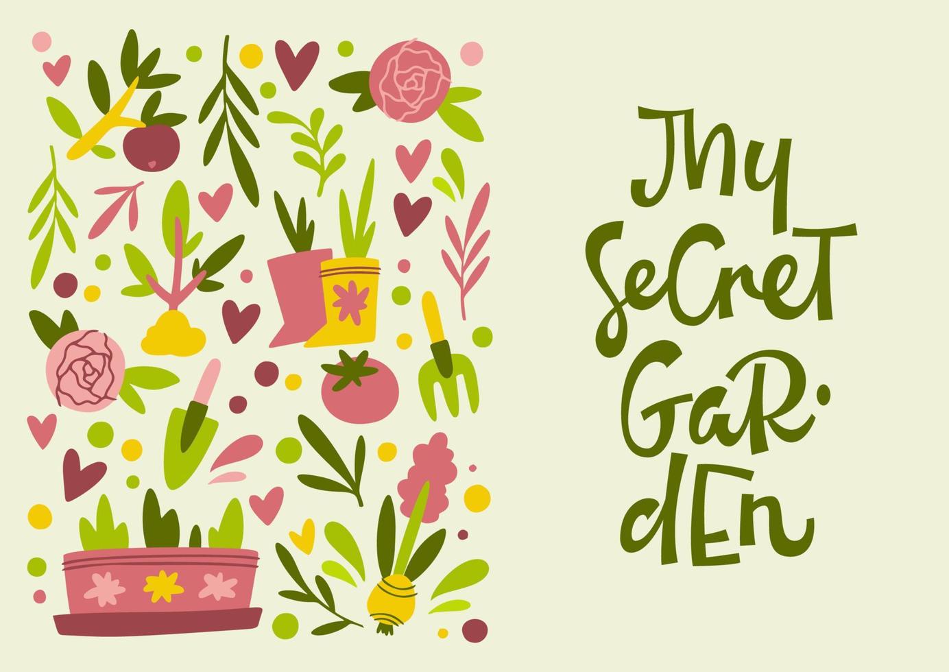 My Secret Garden inscription on greeting card vector