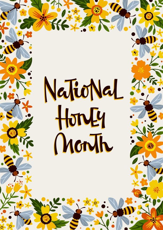 Framed National Honey Month poster vector