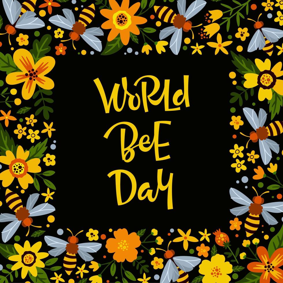 Framed World Bee Day banner vector