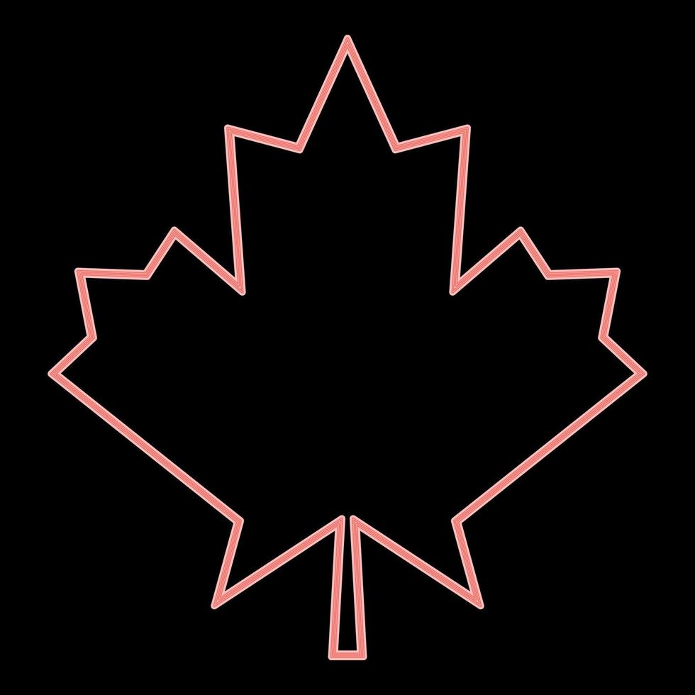 Neon maple leaf the red color vector illustration flat style image