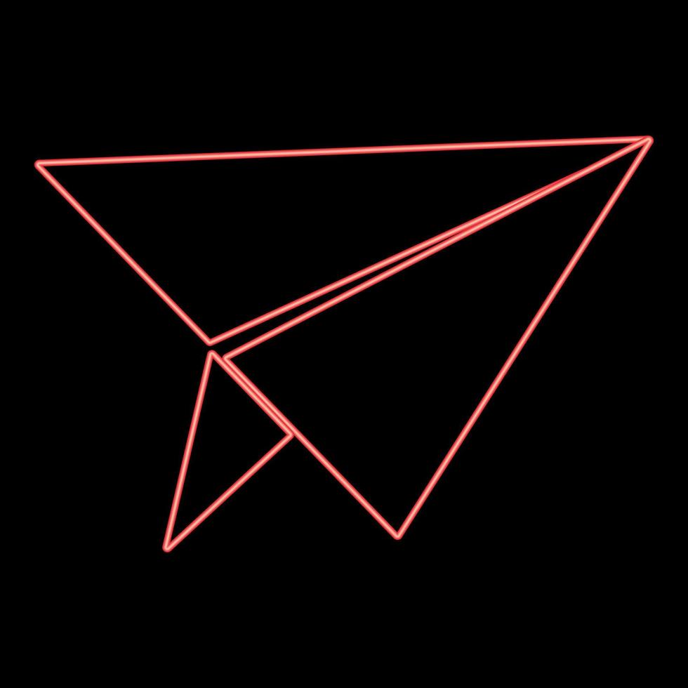 Neon paper airplane red color vector illustration flat style image