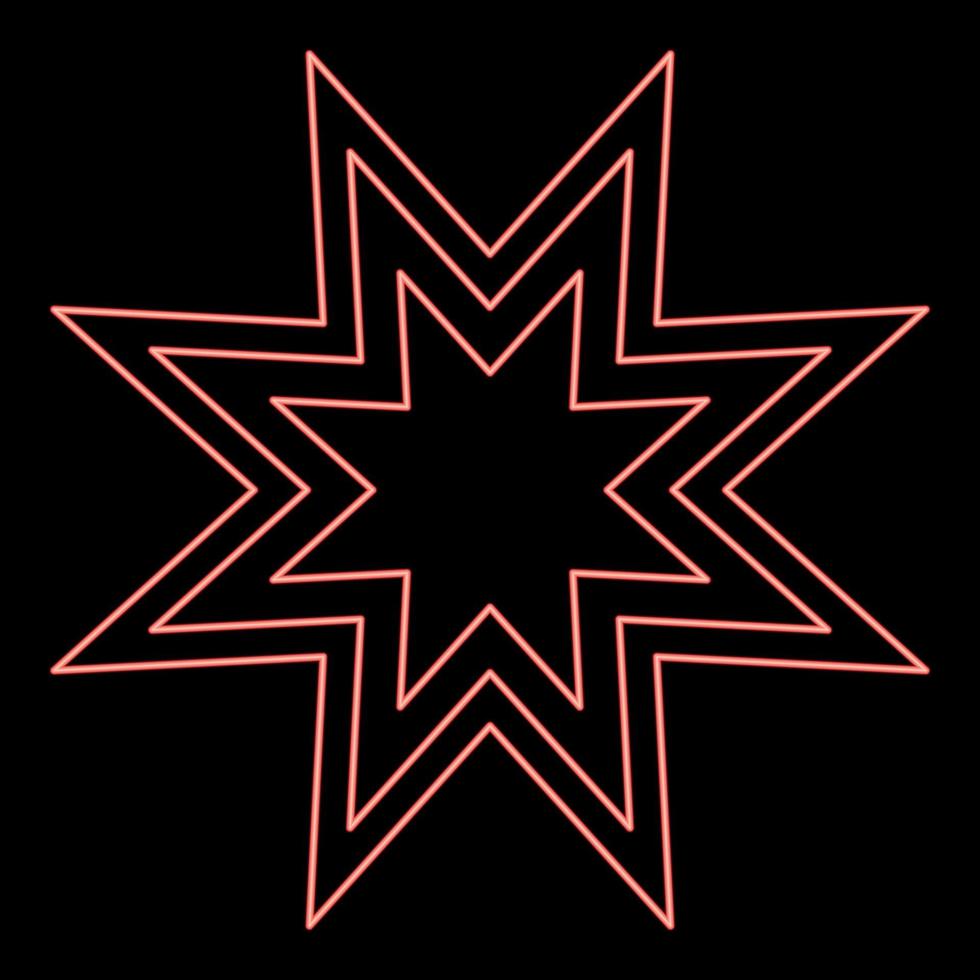 Neon trendy retro star red color vector illustration flat style image