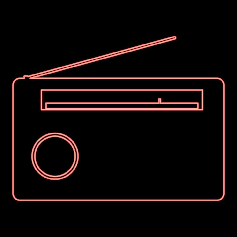 imagen de estilo plano de ilustración de vector de color rojo de radio de neón